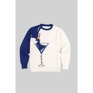 Harden Unisex Apres Ski Crew Martini Cashmere Sweater in Ivory XS